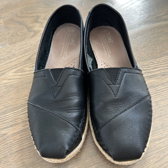 Toms Leather Alpargata Espadrille Black Size 7.5 - Picture 4 of 7